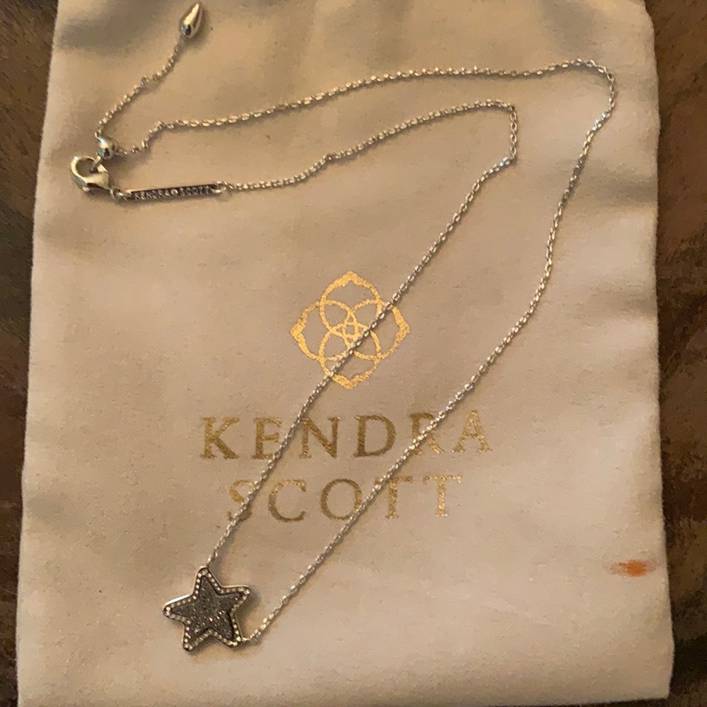 Kendra Scott Jae Star Silver Pendant Necklace in Platinum Drusy